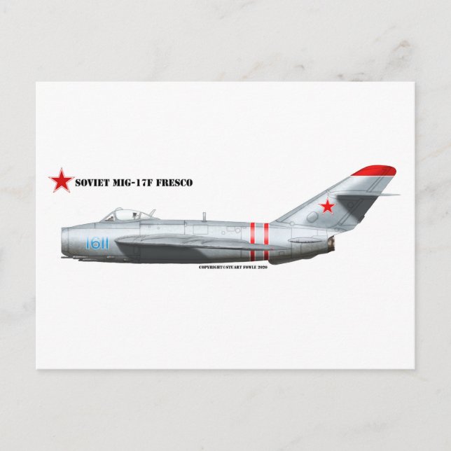Cartão Postal Jato soviético MiG-17F Fresco (Frente)