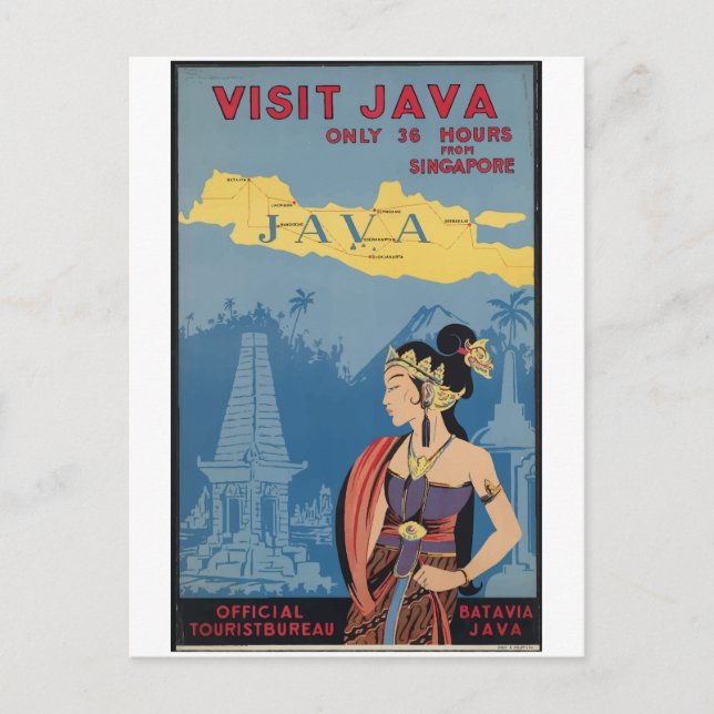 Cartão Postal Java Indonesia de viagens vintage (Frente)