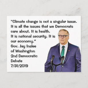 Cartão Postal Jay Inslee cita o segundo Debate Democrático