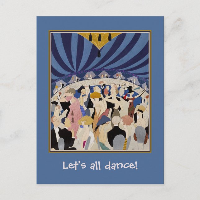 Cartão Postal Jazz Age Art Deco Dançando casais de dança arte de (Frente)