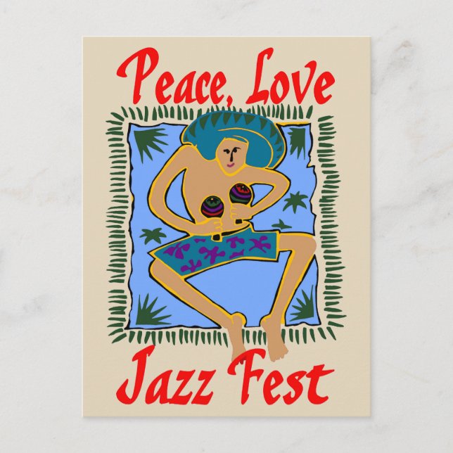 Cartão Postal Jazz Fest, Peace Love, Rasta Man (Frente)
