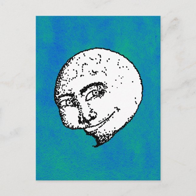 Cartão Postal Jazz Moon on Blue-Green Postcard (Frente)