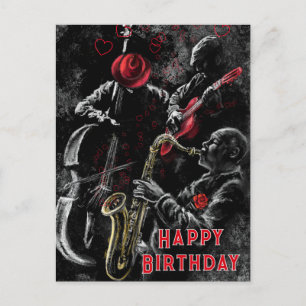 Cartão Postal Jazz Music Birthday Card
