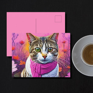 Cartão Postal Jazzy Kitty no início da primavera