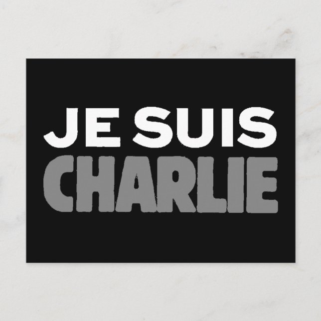 Cartão Postal Je Suis Charlie - Eu sou Charlie Black (Frente)