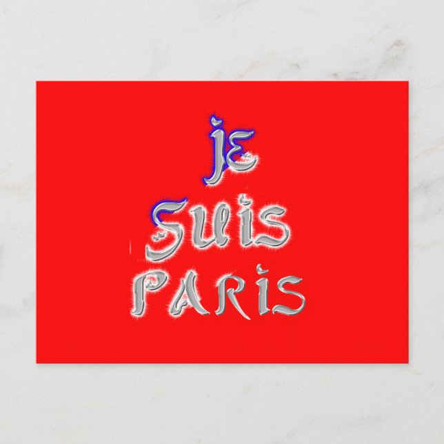 Cartão Postal Je Suis Paris Art Impressão (Frente)