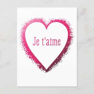 Cartão Postal Je t'aime, eu te amo em francês a rosa