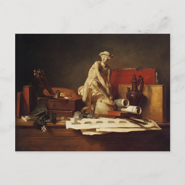 Cartão Postal Jean-Baptiste-Simeon Chardin-Os Atributos da Arte (Frente)