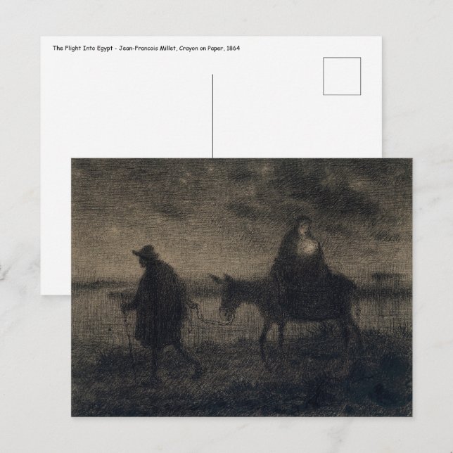 Cartão Postal Jean-Francois Millet - O Voo Para O Egito (Frente/Verso)