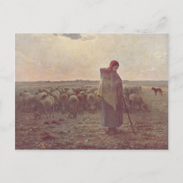 Cartão Postal Jean-Francois Millet- Shepherdese (Frente)