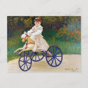 Cartão Postal Jean Monet sobre o Cavalo Mecânico Claude Monet
