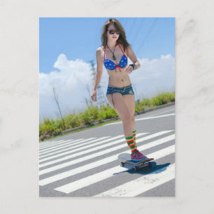 Cartão Postal Jean Shorts & Bikini Foto da Rapariga do Céu Supe