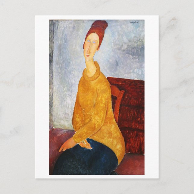 Cartão Postal Jeanne Hebuterne com Suéter Amarelo, Modigliani (Frente)