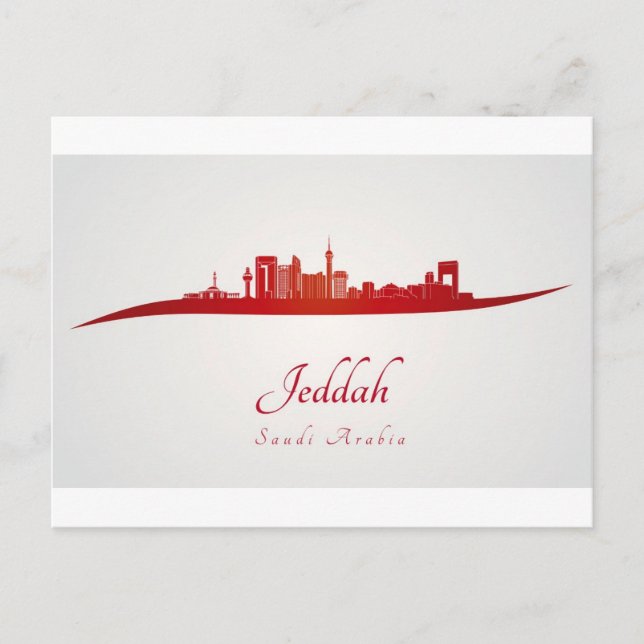Cartão Postal Jeddah skyline em vermelho.jpg (Frente)