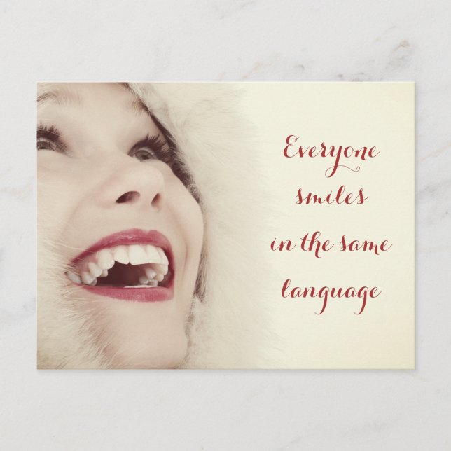 Cartão Postal Jeder lächelt em derselben Sprache (Frente)