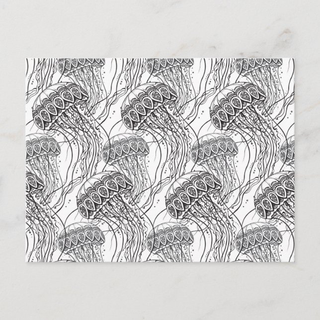 Cartão Postal Jelly Fish Doodle (Frente)