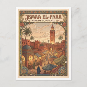 Cartão Postal Jemaa el-Fnaa Marrakesh Marrocos