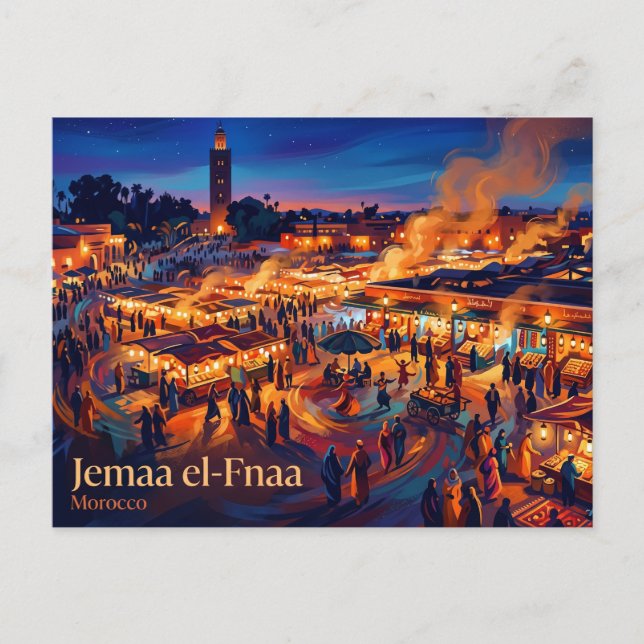Cartão Postal Jemaa el-Fnaa Marrocos (Frente)