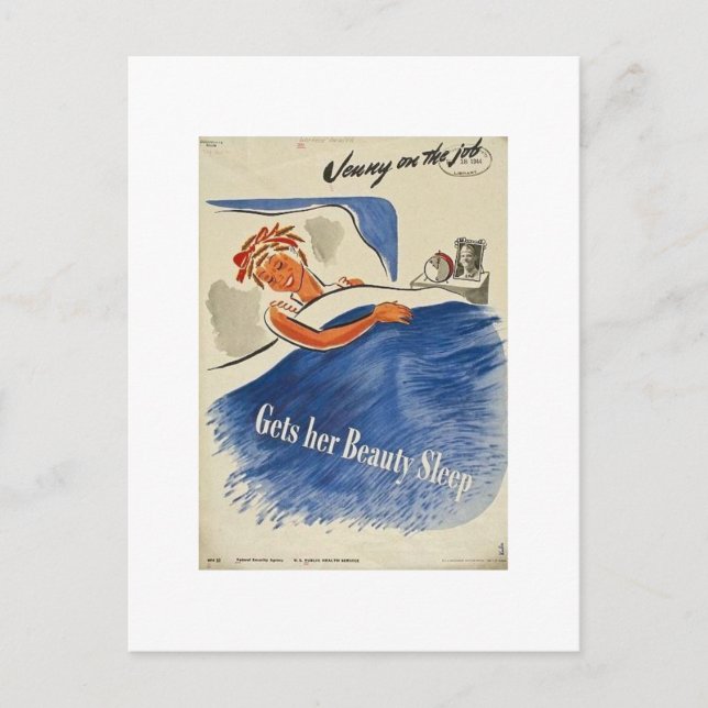 Cartão Postal Jenny no Trabalho Consegue Dormir Bela (Frente)