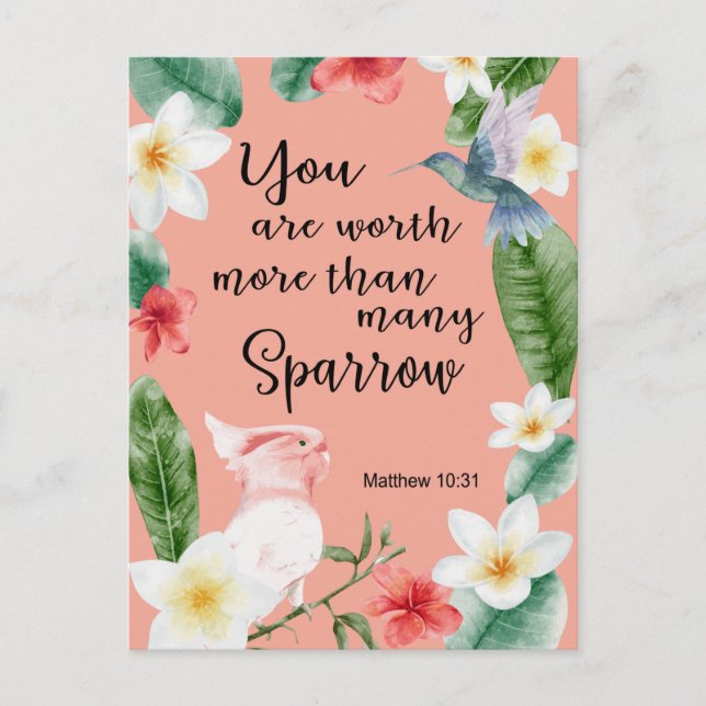 Cartão Postal Jeová Testemunha JW Encorajando Matthew 10:31 (Frente)