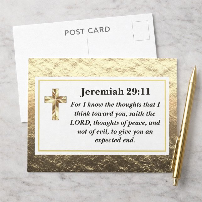 Cartão Postal Jeremiah 29:11 Classy Gold Bible Verse Postcard (Criador carregado)