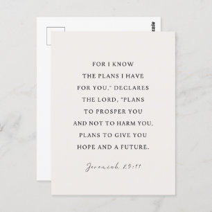 Cartão Postal Jeremiah 29:11 Eu sei os planos que tenho para voc