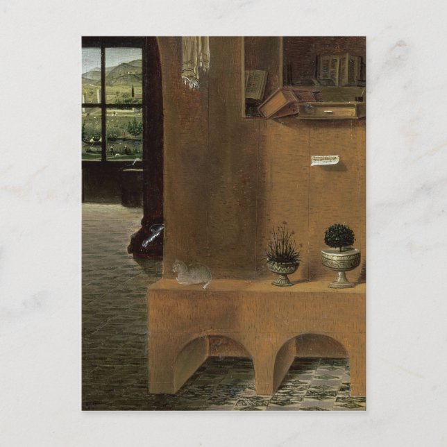 Cartão Postal Jerome em seu estudo, c.1475 (Frente)