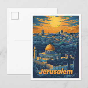 Cartão Postal Jerusalém A Santa Ilustração de Arte Vintage