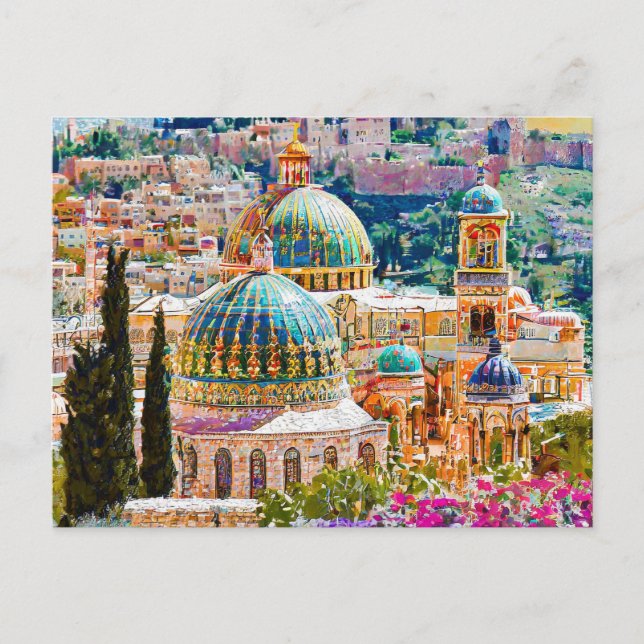 Cartão Postal Jerusalém, Cidade Santa (Frente)