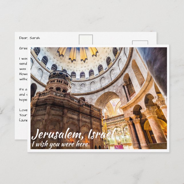 Cartão Postal Jerusalém Israel com a Igreja do Santo Sepulcro (Frente/Verso)