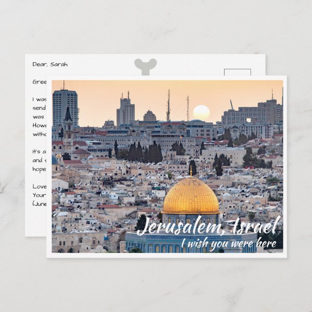 Cartão Postal Jerusalém Israel com Domo da Rocha (Frente/Verso)