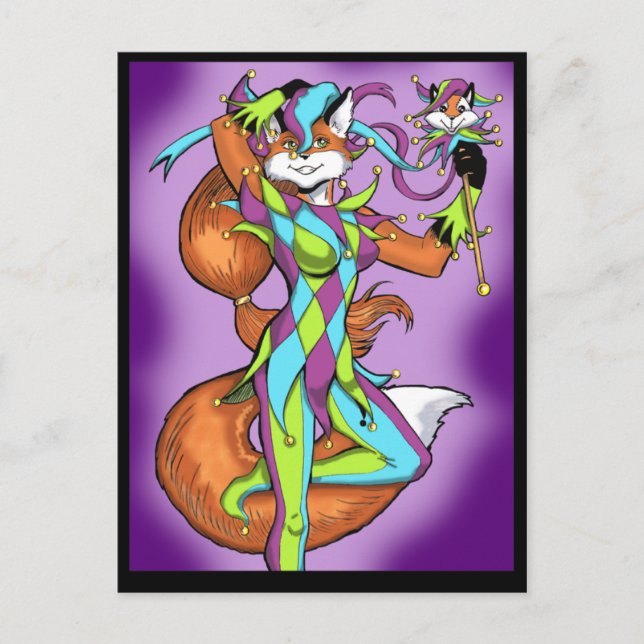 Cartão Postal Jester Fox Postcard (Frente)