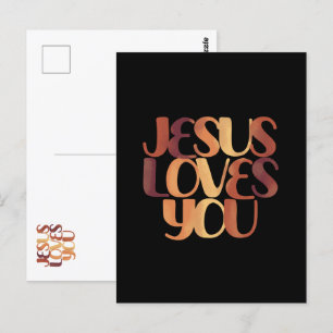 Cartão Postal Jesus Ama o Design de Tipografia Cristã