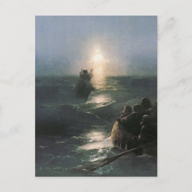 Cartão Postal Jesus andando na água, pintura de Ivan Aivazovsky (Frente)