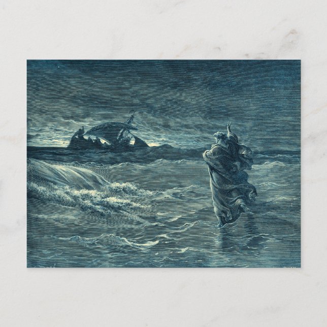 Cartão Postal Jesus andando sobre o Mar | Bíblia (Frente)