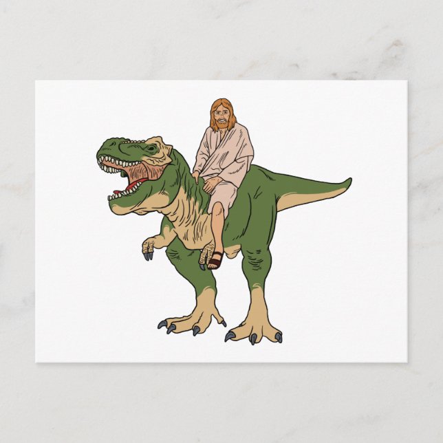 Cartão Postal Jesus Andando T-Rex (Frente)