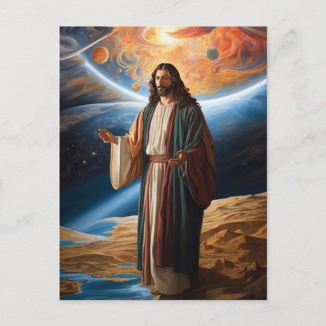 Cartão Postal *~* Jesus Arms Planeta Universo Terra AP50 Cosmos (Frente)