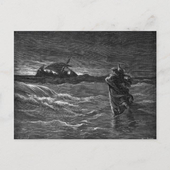 Cartão Postal Jesus caminha na água (Frente)