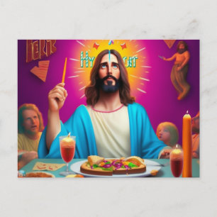 Cartão Postal Jesus Colorido e Divertido no seu Aniversário
