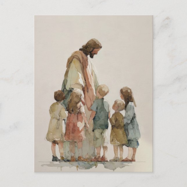 Cartão Postal Jesus com crianças  (Frente)