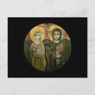 Cartão Postal Jesus com Ícone Copta Abade