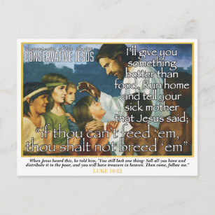 Cartão Postal Jesus Conservador para ajudar os pobres a divertir
