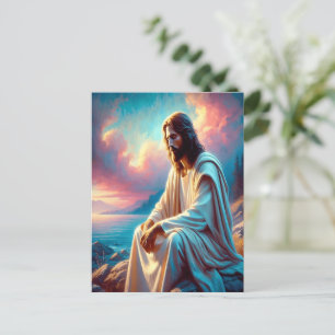 Cartão Postal Jesus Contemplação Ao Lado Das Águas Estáticas