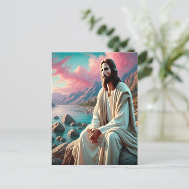 Cartão Postal Jesus Cristo a olhar para o Horizonte Celestial (Em pé/Frente)