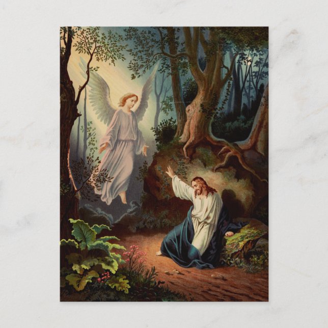 Cartão Postal Jesus Cristo com anjo (Frente)