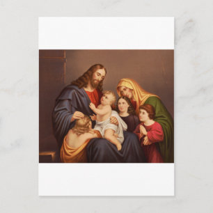 Cartão Postal Jesus Cristo com Crianças Arte Premium Fina