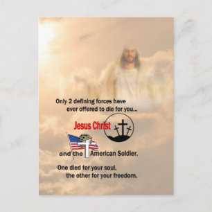 Cartão Postal Jesus Cristo & o Soldado Americano