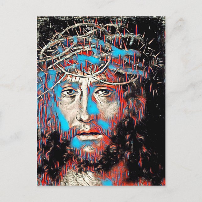 Cartão Postal Jesus Cristo Vestindo pintura Thorn Crown Abstrato (Frente)