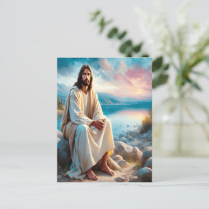 Cartão Postal Jesus Divino Paz Ao Lado Das Águas Sunset