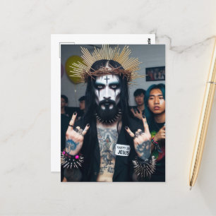 Cartão Postal Jesus do Rock Punk Gótico na sua Festa de Aniversá